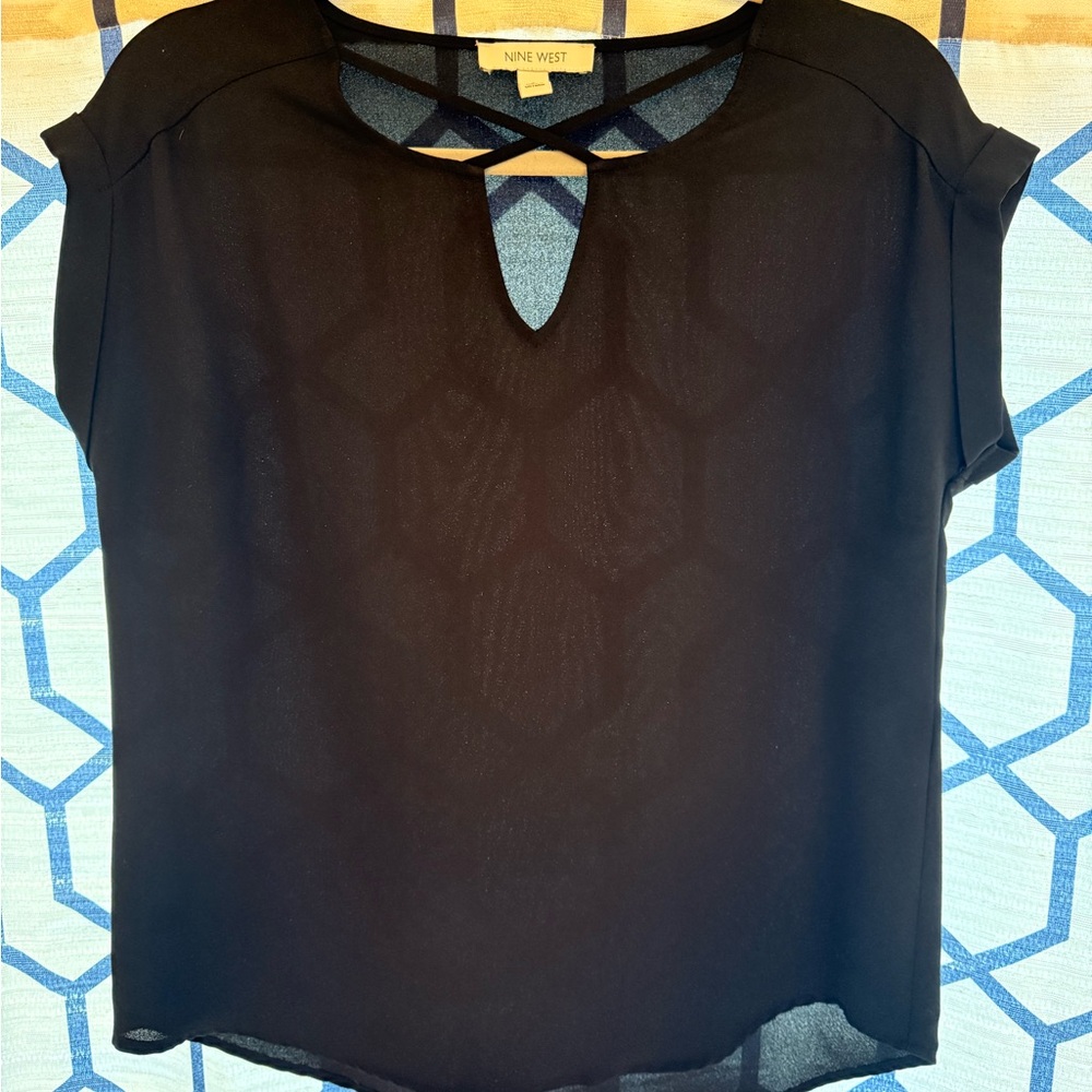 Nine West Black Sheer Blouse